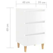 Tables repose-pieds en bois 2 pcs blanc brillant 40x35x69 cm