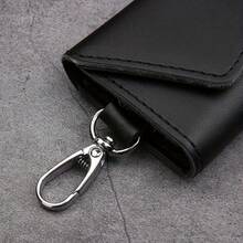 Key Bag Genuine Leather High Quality Key Bag 6 Keys Hanging Key Bag Unisex Large Capacity Genuine Leather Key Case Personalized Multifunctional Key Storage Bag Car Key Bag Cowhide Key Bag - 黑+黃 - 查看 4