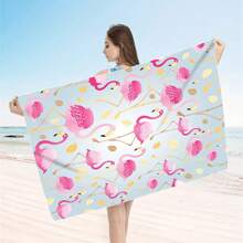 1 Pc Extra Large Flamingo Print Ultra-Soft Microfiber Beach Towel - Quick Dry, Non-Stick And Extra Plush, Skin-Friendly And Portable, Suitable For Fun Travel, Yoga, Picnic And Pool Party Summer,Holiday - Multicolor - View 19