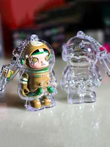 1 pièce Porte-clés pendentif en acrylique de figurine d'astronaute MOLLY avec insert de poupée - coque de protection transparente, accessoire de sac pour Pâques, Thanksgiving, Noël, Halloween, Nouvel An (poupée non incluse)