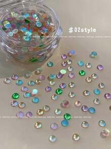 100pcs Mermaid Bubble Beads Nail Art Decorations, Mixed Colorful Flat Bottom Rhinestones 2.8mm And 4mm Nail Accessories For DIY Nails - Multicolor - View 12