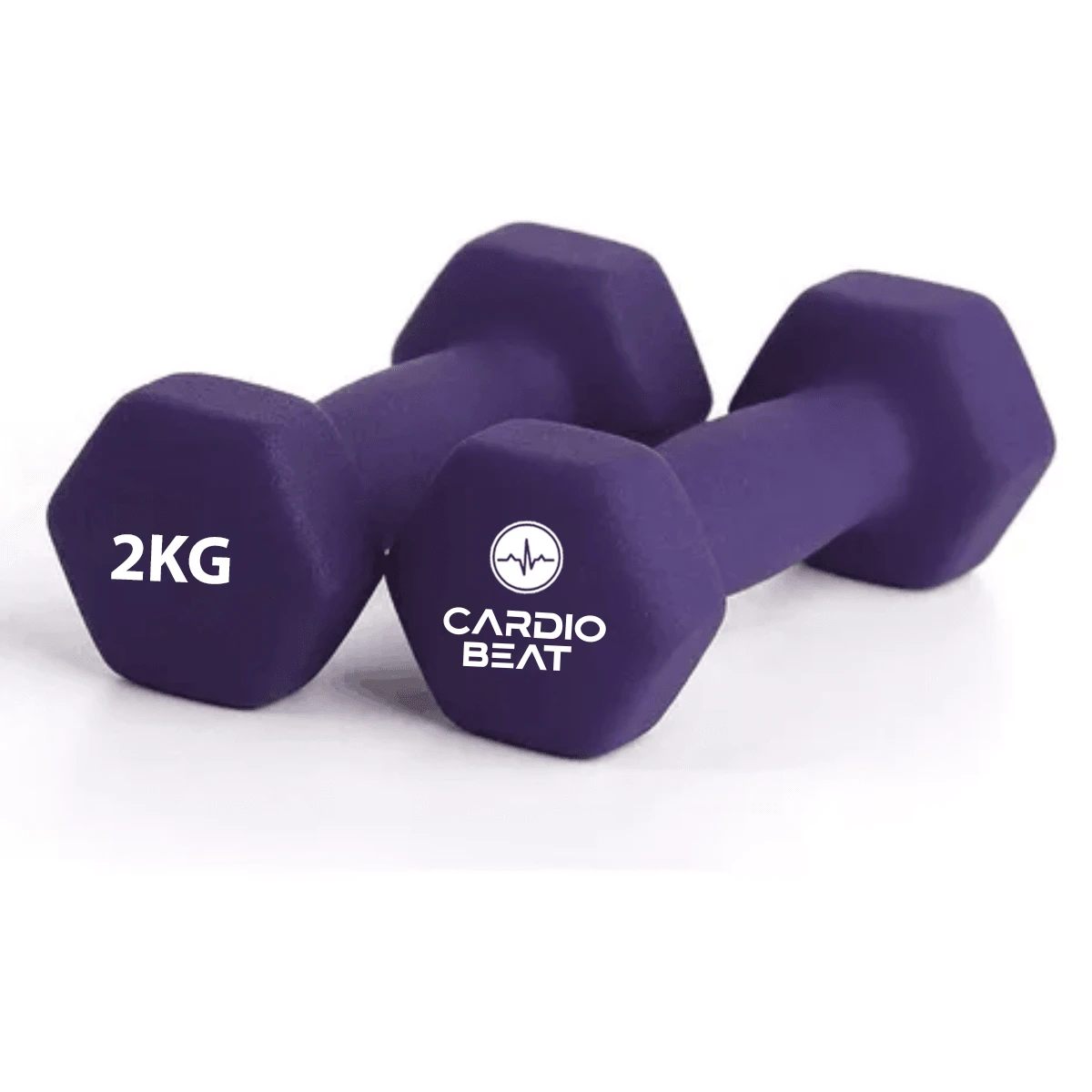 CARDIO BEAT Par de Mancuernas de 2kg para Entrenamiento en Casa | Pesas Antideslizantes para Tonificación y Cardio - Morado Violeta - Ver 1