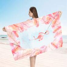 1 Pc Extra Large Flamingo Print Ultra-Soft Microfiber Beach Towel - Quick Dry, Non-Stick And Extra Plush, Skin-Friendly And Portable, Suitable For Fun Travel, Yoga, Picnic And Pool Party Summer,Holiday - Multicolor - View 25