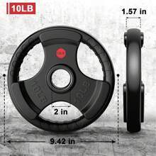 GIKPAL Rubber Grip Weight Plate, Barbell Weight Plate For Home Gym, 2-Inch Hole & Solid Cast Iron Core, Strength Training Plate For Weightlifting - Black - View 3