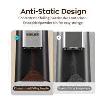 CAFELFFE 防静电锥形毛刺咖啡研磨机，带精密电子计时器和 48 种厚度设置，可调节咖啡豆研磨机，黑色，150W - 英規插(220-240V) - 查看 8