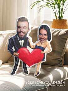 1pc Personalized Shaped Pillow Interesting Funny Gift With Photo Name Text Custom Photo Pillow Flower Pillow With Text Valentine's Day Gifts Unique Gift For Boyfriend Girlfriend Husband Wife Her/Him, Ideal For Birthdays, Anniversaries, Valentine's Day, Graduation, Weddings, Mother's Day, Father's Day, Christmas Love,Cute For Housewarming Sofa,Bed,Car,Tea Room,Living Room,Bedroom - Upload Pictures to Customize Pillows - View 8