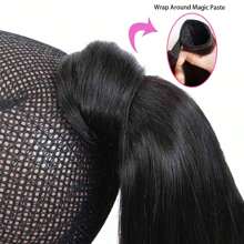 100g Ponytail Human Hair Extensions Straight Wrap Around Horsetail 1 Piece 100% Remy Human Hair 10"-32" Straight 100% Human Hair Ponytail Extension For Women - Natural Black - View 6
