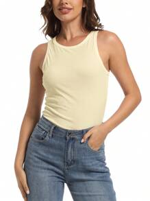 GEREARC Women's Cute Crew Neck Tank Tops Breathable Slim Fit Sleeveless Design Going Out Tops
