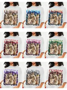 定制宠物图案，复古90年代说唱狗狗图案T恤，可添加您自己的文字和图片（家庭照片/自拍/宠物照片/朋友照片/派对照片）来设计您的个性化印花T恤，适合（周年纪念/求婚/订婚/成为情侣），适合闺蜜/伴娘团体定制，适合日常穿着/婚礼派对/公司聚会/家庭聚会，节日礼物，母亲节休闲白色，永恒的爱，度假风情夏日 - 白色 - 查看 2