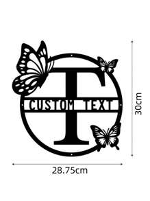 一片式可定制蝴蝶图案26个字母金属铁艺装饰个性家族名字铁艺标志时尚字母家居墙饰适用于客厅门口室内花园金属装饰 - 黑色 - 查看 27