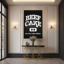Beef Cake Lift Eat Sleep Repeat Large Wooden Framed Wall Art Home Decor Canvas Painting- For Bedroom, Bathroom, Living Room, Office, Kitchen, Holiday Gift- 1pc