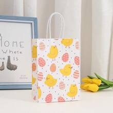 12/24 件复活节礼品袋、复活节派对袋用品、带手柄的复活节纸袋、兔子纸饼干糖果零食袋，用于复活节寻蛋袋，用于礼品包装，复活节派对