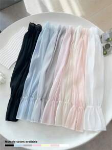 1 Pair Women's Plain Color Casual Street Elegant Polyester Quilted Wrinkle Arm Sleeve Without Decor Super Thin UV Protection For Beach, Night Out, Casual, Holiday, Sports, Party, Daily Use, Suitable For Spring, Summer, Autumn