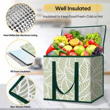 2Pk Insulated Reusable Grocery Bags, Collapsible Cooler Bag For Groceries, Heavy Duty Large Insulated Bag - Antique Foliage - View 2