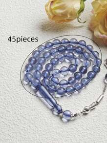 1 件 45 件树脂材质圆珠穆斯林祈祷珠手链，适合男士日常佩戴 - 淺藍色 - 查看 6