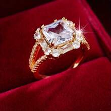 1 件时尚合成锆石嵌入式戒指，优雅百搭的时尚女士指环