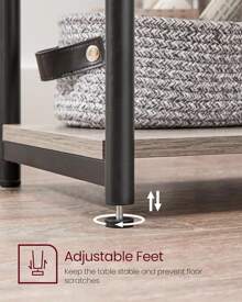 Mesita de noche, mesa auxiliar pequeña, mesita de noche alta para sala de estar, dormitorio, oficina, baño, marrón rústico y negro clásico - Beige - Ver 1