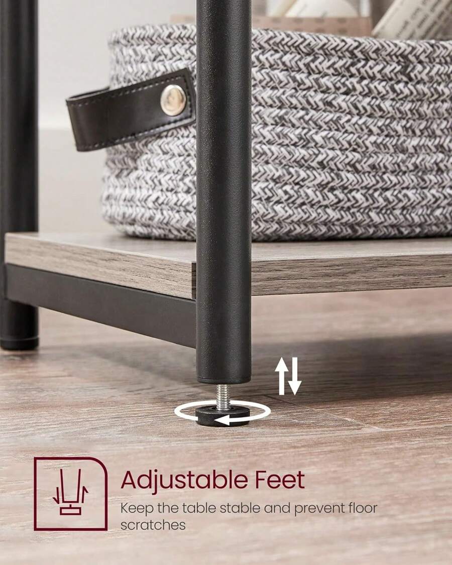 Mesita de noche, mesa auxiliar pequeña, mesita de noche alta para sala de estar, dormitorio, oficina, baño, marrón rústico y negro clásico - Beige - Ver 1