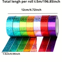 High-Strength Adhesive Small Roll Stationery Office Laser Tape Decoration Ribbon Party Decoration Wedding Layout Stickers - Multicolor - View 7