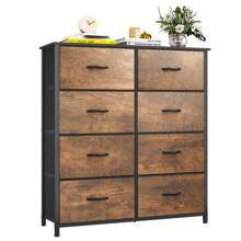 Commode, 8 Tiroirs en Tissu Commode Chambre Meuble de Rangement, Cadre en Métal,pour Chambre à Coucher, Salon,Gris Profond