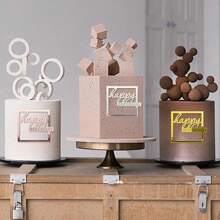 1pc/3pcs/5pcs Acrylic Happy Birthday Cake Toppers For Birthday Party DIY Cake Dessert Baking Decoration Supplies - Multicolor - View 2