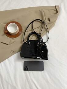 女士时尚简约手提贝壳包简约流行单肩包休闲斜挎包女士礼物送给妈妈 - 黑色 - 查看 10