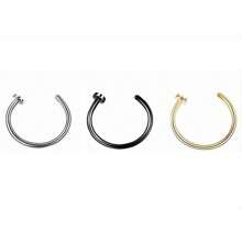 1/3/5Pcs Women Fake Piering Nose Ring Lip Ring 14K Golden Fashion Punk Non Piercing Nose Clip Stainless Steel Perforation Septum Body Jewelry