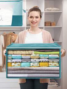 1pc/2pcs/3pcs Clothes Storage Bags With Lid 90L, Large Clothing Storage Boxes Box With Zip Foldable, Fabric Bedding Closet Organizers, Used For Quilt Duvet Blankets Pillows Toy Sweater