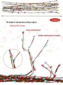 Juego de 50/20 piezas Tallos artificiales de flores de bayas de colores de Pascua, Flores de bayas artificiales para decorar coronas de Pascua, Decoración de flores de bayas de primavera para manualidades de Pascua, Tallo de flores de bayas para hacer coronas florales