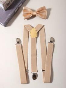 Men's Suspender & Bow Tie Set, Elastic Brace With Bow Tie Set, Suitable For Daily Wear, Weddings, Banquets, Parties, Suitable For Teens, Summer Casual Outdoor Athletic Or Vacation Travel Or Graduation Gifts Or Birthday Dress Accessories Or Daily Wear