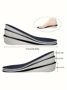 1 Cặp đế lót giày thoáng khí vô hình Unisex có đệm EVA toàn bộ chiều dài và miếng chèn đàn hồi, Phụ kiện cho giày nữ, giày nam - Đen và trắng - Xem 3