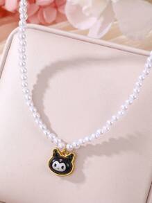Sanrio 1 Piece 4mm 珍珠 Kumi 猫 Meidi 玉狗珍珠项链 Bestie 同款项链 - 彩色 - 查看 8