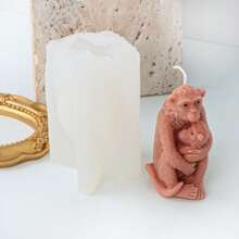 1pc DIY Tree Stump Mother Son Bear Candle Mold Handmade Sitting Animal Soap Resin Plaster Mold Mother Child Monkey Making Tool Desk Decor Gifts