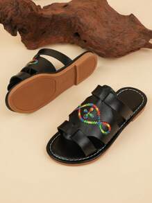 Children's Fashion Slippers Summer New Embroidered Bag Foot Back Exposed Toe Design Anti Slip And Wear Resistant Fashionable And Versatile Beach Slippers