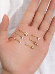 1 Stück Multi-Element Anhänger 925 Sterlingsilber Ohrringe für Damen flach rund Knorpel Ohrstecker perfekt für Alltag/Party Braut Schmuck Feiner Schmuck