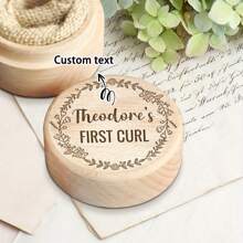 Caixa Memorial de Madeira Vintage Personalizada para Coleção de Cabelo - Primeira Cort de Cabelo e Armazenamento de Cabelo Grávido, Presente Perfeito para Novos Pais, Essenciais de Organização Doméstica, Caixa de Armazenamento de Organização Doméstica Volta às Aulas