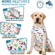 Dog Recovery Suit, Surgical Recovery Suit For Dog Female Male After Surgery, Camo Printed Dog Recovery Shirt For Abdominal Wounds, Anti Licking Dog  Jumpsuit E-Collar Cone Alternative - White - View 3