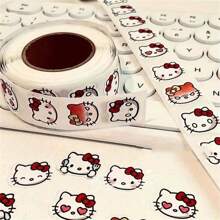 Sanrio 500pcs/Roll Sanrio Hello Kitty Stickers - Colorful Stamp Stickers For Scrapbooking, Gift Wrapping, Party Favors And DIY Crafts - Matte Finish, Reusable Sticker Roll, For Home, Office And Business Use,School Supplies,Back To School