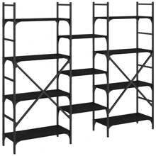 Bibliothèque noire 160x28,5x136,5 cm en bois d'ingénierie