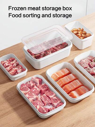 1 Pc Refrigerator Storage Box, Special Frozen Packaging Box Microwaveable, Outdoor Packaging Box With Lid, Frozen Meat Preservation Box, Kitchen Storage And Storage