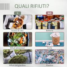 Outsunny Compostiera da Giardino Girevole a 2 Sezioni con 8 Prese d'Aria, Compostiera Domestica in Acciaio e PP, 160 L, per Compostaggio Rifiuti Organici, 71x65x96 cm, Grigio