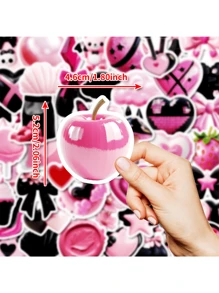 50 Pcs Creative 3D Black And Pink Style Cool Graffiti Stickers, Vinyl Waterproof Girl's Heart Series Stickers, Suitable For Water Bottles, Laptops, Suitcases, Computers, Phone Cases, Diaries, Gifts For Students, Girls And Ladies
