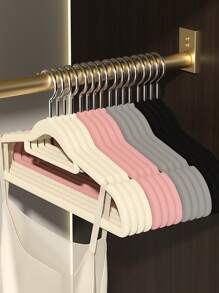 Cabide de roupas flocado estilo adulto, 10/20/40 peças, sem rastros e antiderrapante, cabideiro para calças grossas de uso doméstico, organização de espaço no guarda-roupa, suporte para roupas