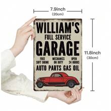 Letrero de hojalata de metal personalizado de 1 pieza de Putuo Decor, William's Full Service Garage Mechanics On Duty Free Soft Drink, placa personalizada, placa vintage, decoración de arte de pared para el hogar, granja, taller, garaje, cuarto de herramientas, cueva de hombre, regalo