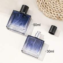 FIGHTYU 1pc, 1.01oz/1.69oz High Capacity Blue Glass Perfume Bottle, Fine Mist Spray, Suitable For Custom Perfume, Birthday Gift, Fragrance-Free PVC Immune