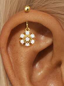 1 Stück Multi-Element Anhänger 925 Sterlingsilber Ohrringe für Damen flach rund Knorpel Ohrstecker perfekt für Alltag/Party Braut Schmuck Feiner Schmuck