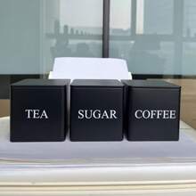 3pcs Airtight Iron Food Storage Container Set - Uncharged Tea, Sugar, Coffee Canisters For Kitchen And Dining Room Back To School - Multicolor - View 15