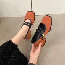 2025 春季新款法式优雅高跟鞋女士一脚蹬圆头方跟女式浅口鞋 - 鏽棕色 - 查看 9