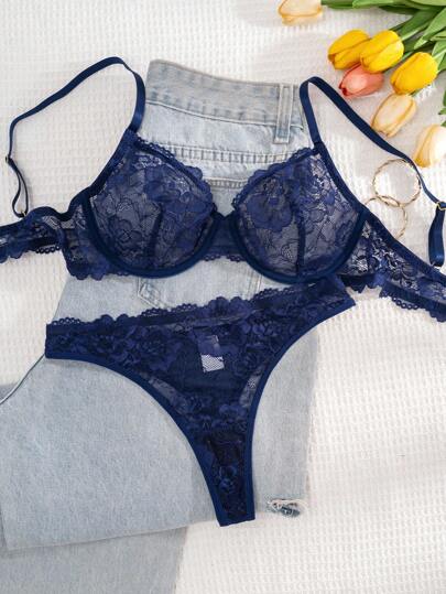 Set Kanten Underwire Com Lingerie BH Slipje view 4