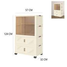 Kremowa, składana szafa z możliwością swobodnego montażu, wielowarstwowa szafa domowa, dwudrzwiowa szafa dziecięca, szafka do przechowywania w sypialni domowej